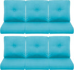 Patio Chair Cushions 6 Packs - Outside High Back Thick Replacement Cushion 22x24 with Zipper Cover for Outdoor Glider Rocking Chairs Loveseat 3-Seater Couch Sofa – Teal/Buckle