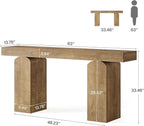 Tribesigns 63" Long Entryway Table, Farmhouse Console Table with 2 Arched Pedestal Legs, Wooden Sofa Console Behind The Couch for Entrance, Hallway, Living Room (Natural)