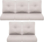 Patio Chair Cushions 5 Packs - Outside 22x24 High Back Water-Resistant Cushion with Zipper Cover for Outdoor Glider Rocking Chairs Loveseat 3-seat Couch Sofa – Beige/Buckle