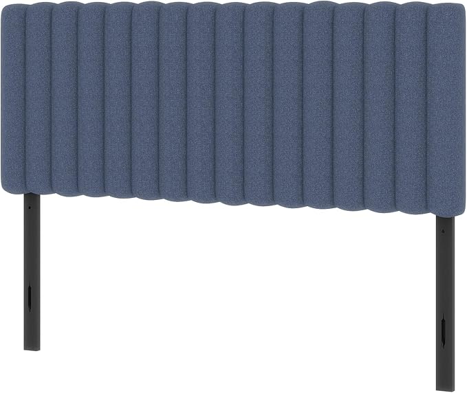 Full Size Upholstered Headboard Only, Channel Tufted Headboard with Adjustable Height, Easy Assembly, Navy Blue