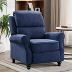 Push Back Recliner Chair, Fabric Armchair Overstuffed Pushback Recliner, Heavy Duty Single Sofa Chair with Padded Seat Solid Wood Legs for Living Room (Blue)
