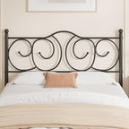 VECELO Metal Full Size Headboard, Heavy Duty Curved Headboard Only Height Adjustable, Easy to Assembly, Farmhouse Victorian Style for Bedroom - Black, Full