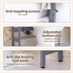 Over The Toilet Storage with 2 Baskets, 4-Tier Bamboo Organizer Rack with Paper Holder & 4 Hooks & Waterproof Feet Pad,Freestanding Shelf for Bathroom(Grey)