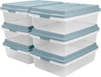 Hefty HI-RISE 40 Qt Stackable Storage Bins with Lids – 6 Pack Clear Plastic Under Bed Storage Containers, Shoe Organizer Boxes with XL Lid-Locking Latches, Comfort-Grip Handles, Durable Double Rim