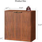 Evermagin 126" Walnut Buffet Cabinet with Storage, Large Sideboard Cabinet, Mid Century Modern Accent Credenza, Fluted Console Table with Doors for Dining Room, Kitchen, and Living Room
