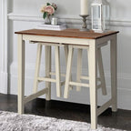 COSTWAY 3 Pieces Dining Set, Counter Height Pub Table Set with 2 Saddle Stools, Industrial Wood Breakfast Table Set for Bar, Kitchen, Living Room, Restaurant
