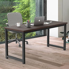 NSdirect Large Office Desk for Home Office, Large 63” Computer Desk Table, Wide Writing Study Desk for 2 Person, Metal Sturdy Frame Thicker Steel Legs, Black Chocolate