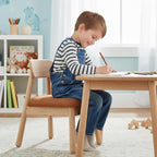 DAYAURS Toddler Chair Wooden Kid Chairs Comfy Armless Reading Chair for Kids Bedroom, Boys Girls Desk Chairs for Ages 2-5, Solid Wooden Stool Kids Furniture for Playroom/Preschool/Daycare/Gifts, Brown
