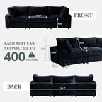 Modern Modular Sectional Sofa Couch, 118.11" Oversized Cloud Sectional Couches, 3 Seat Comfy Modular Sofa for Living Room, Plush Couch Cushion Covers Removable, Black