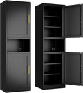 Tall Narrow Storage Cabinet 66.93" H Tall Bathroom Cabinet Metal Pantry Cabinets, 4 Adjustable Shelves for Kitchen, Home Office, Living Room, Dinning Room (20 inches Wide Black)