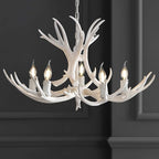 JONATHAN Y JYL6300B Eldora 30" Adjustable Resin Antler 5-Light LED Chandelier, Glam, Rustic,Cottage,Transitional, Dimmable Dining Room, Living Room, Kitchen, Foyer, Bedroom, White