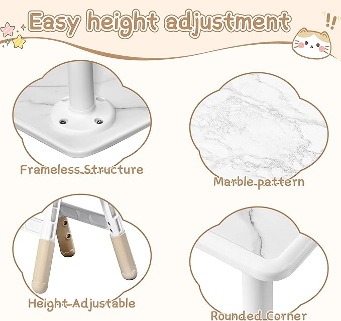 Adjustable Kids Table Chairs Set – Graffiti Desktop, Multi-Activity Height-Adjustable Toddler Study Desk for Ages 3-8 – Ideal for Home, Classroom, Daycare (B-Brown, 2 Chairs-31.5" L x 23.6" W)