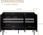 Sideboard Buffet Cabinet Set of 2, Modern Storage Cabinets with Doors and Shelves, Wooden Fluted Cabinet for Living Room, Entryway, Kitchen (2, Embossed Black)