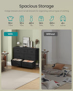 SONGMICS Dresser for Bedroom, Chest of Drawers, TV Stand, Steel, MDF, 7 Non-Woven Fabric Drawers, Storage Organizer Unit, Closet, Entryway, Ink Black and Ebony Black ULGS323B01S