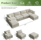 Modular Sectional Sofa,Extra Comfty Deep-Seat-Filled Couch,6 Seat U Shape Sofas with Movable Ottoman, Modern Couches for Living Room, Apartment, Office,Small Space
