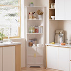 67'' Tall Corner Cabinet with 2 Doors and Storage Shelves,Modern Storage Cabinet with Barn Door Design, Home Space Saver for Living Room, Kitchen, Bathroom, Laundry Room, White