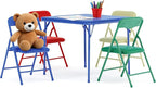 Flash Furniture Mindy Kids 5-Piece set Folding Square Table and Chairs Set for Daycare and Classrooms, Children's Activity Table and Chairs Set, Multicolor