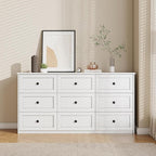 Dresser for Bedroom, 59.1" Wide White Dressers, Large Dressers & Chests of Drawers with Large Capacity for Bedroom, Hallway, Entryway, Closet