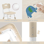 Adjustable Kids Table Chairs Set – Graffiti Desktop, Multi-Activity Height-Adjustable Toddler Study Desk for Ages 3-8 – Ideal for Home, Classroom, Daycare (W-Wood, 2 Chairs-31.5" L x 23.6" W)