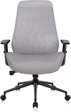 HYLONE Office Chair, 5" Thickened Seat Ergonomic Desk Chair with Adjustable Armrests, Home Office Computer Chairs for Long Hours Mesh Executive Chair(Black Base&Grey)