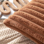 DEELAND Pack of 2,Double-Sided Faux Fur Plush Decorative Throw Pillow Covers Fuzzy Striped Soft Pillowcase Cushion Covers for Sofa Couch Bedroom Brown 26x26 inch