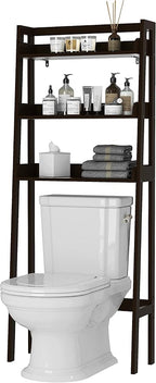 UTEX Over The Toilet Storage, 3-Tier Bathroom Shelves Over Toilet, Behind Toilet Bathroom Organizer (Espresso)