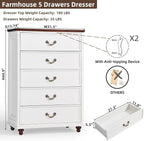 Bedroom Dresser Sets, 54" Wide 7 Drawers Dresser and 45" Tall 5 Drawers Dresser, Wooden 2 Piece Bedroom Furniture Set, Chest of Drawer for Bedroom, Home, Living Room, Hallway, White