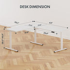 SANODESK Electric Corner L-Shaped 63 x 55 in Standing Desk, Memory Height Adjustment, White Top White Frame