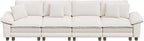 PHI VILLA Cloud Modular Couches Sets, 157.5" Long Sectional Sofa with Upholstered Deep Seat, 4-Seater Couches for Living Room, Chenille Corduroy Dual Fabric, Beige