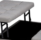 SIMPLIHOME Harrison 36 inch Wide Transitional Square Coffee Table Storage Ottoman in Dove Grey Linen Look Fabric, Assembled, for the Living Room and Bedroom