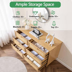 6 Drawer Dresser for Bedroom, Modern Wooden Chest of Drawers with Metal Handles, Anti-Tipping Design, Sturdy and Stable Storage Organizer for Living Room, TV Stand,Natural Oak