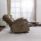 MCombo Oversized Power Lift Recliner Chair Sofa with Massage and Heat for Elderly People Petite, USB Ports, Side Pockets, Fabric R7561 (Brown, Small-Oversize)