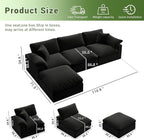 Oversize Cloud Modular Sectional Sofa,110.8" L Shape 3 Seaters with Chaise Down Filled Comfort Sofa Detachable Couch Cushion Covers for Living Room,Black 1