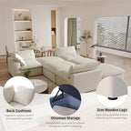 Cloud Couch Modular Sectional Sofa,160.6" Down Filled Couches with Storage Ottoman,Modern U Shaped Couch 6 Seater,Khkai Convertible Sectional Sofa for Living Room,Covers Removable & Washable