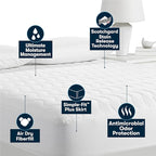 Serta Air Dry Basic Comfort Performance Fabric Quilted Mattress Pad, Cooling and Breathable Mattress Cover, Moisture Wicking Protection with 15" Deep Pocket, California King, White