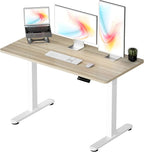 Okin Standing Desk Electric Adjustable Computer Desks, Whole Piece Stand up Desk Office Gaming Home Office Memory Desks 48x24 inches Cream Pecans