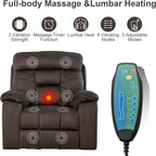 Oversized Lift Recliner Chairs for Elderly, 26in Extra Wide Power Chair with Massaga and Heating, Large Electric Lay Flat Recliners Sofa for Big and Tall Adult Lounging, Velvet Dark Brown