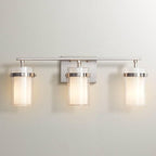 Possini Euro Design Kazran Modern Wall Light Brushed Nickel Slender Hardwire 21 1/4" 3-Light Fixture Frosted White Glass Shade for Bedroom Bathroom Bedside Vanity Living Room Mirror Hallway Dining