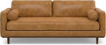 SIMPLIHOME Morrison 89-inch Wide Sofa in Sienna Top Grain Genuine Leather, Mid-Century Modern Design Couch for Living Room, Single Bench Cushion, 2 Back Cushions, 2 Bolster Pillows