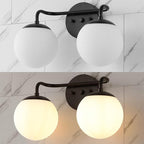 JONATHAN Y JYL3535B Louis Parisian Globe 15" 2-Light Metal/Frosted Glass Modern Contemporary LED Vanity Light Midcentury, Glam, Transitional, Office, Living Room, Dining Room, Bedroom, Black