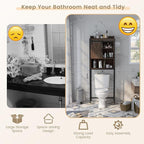 LOKO Over The Toilet Storage Cabinet, Freestanding Bathroom Space Saver with Adjustable Shelves & Sliding Barn Door, 4-Tier Over Toilet Bathroom Organizer, 25 x 9.5 x 67.5 inches (Espresso)