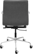 Laura Davidson Furniture SOHO II Ribbed Office Chair - Mid Back Desk Chair, Ergonomically Designed with Arm Rest & Swivel, Made of Poly-Cotton Fabric, Charcoal Fabric, Computer Chair