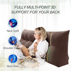 WOWMAX 85% Linen 15% Cotton Blend Headboard Pillow – King Size Reading Wedge Backrest for Bed, Handmade Firm Support Bolster Cushion with Removable Cover, Premium Bed Rest Pillow, Brown