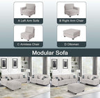 Legend Vansen Modular Sectional Sofa L Shaped Couch with Ottoman Modern Reversible Corner Sectional Couch for Living Room