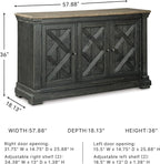 Signature Design by Ashley Tyler Creek Vintage Casual Dining Room Buffet Cabinet or Server with 3 Doors and Lattice Design, Wood, 36" High, Black & Gray