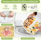 10 Pack Swedish Dishcloths for Kitchen- Reusable Paper Towels Washable Swedish Cloths Fruit Prints Dish Wipes with Adhesive Clips- Super Absorbent Fast Drying Kitchen Sponge for Cleaning Dishes