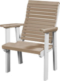 DutchCrafters Modern Horizontal Slat High Back Poly Outdoor Patio Chair (White & Weatherwood)