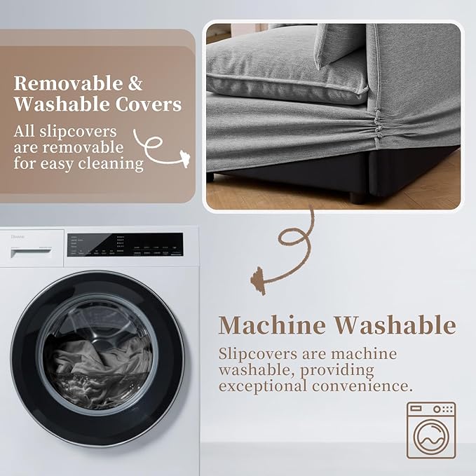 Waterproof Cloud Sectional Sofa for Living Room,High Backrest Down Filled Couch,5 Seater Oversized Modular V-Shaped Couches,Detachable Couch Covers,Dark Grey