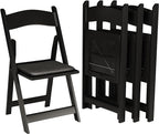 500 Black Resin Stackable Folding Chair - Comfortable Black Foldable Chair - Folding Chairs with Padded Seats - Indoor/Outdoor Folding Chairs for Events - Lightweight Foldable Chairs (500 Pack)