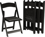SIMPLEX 72 Black Resin Stackable Folding Chair - Comfortable Black Foldable Chair - Folding Chairs with Padded Seats - Indoor/Outdoor Folding Chairs for Events - Lightweight Foldable Chairs (72 Pack)